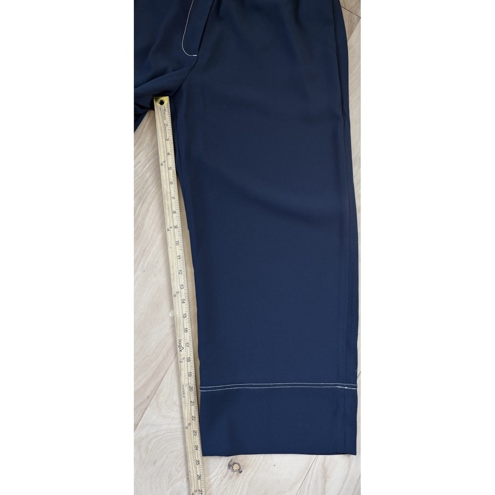 J.Crew Pull-on Crop Pant 365 Crepe Sailor Wide Leg Navy Blue Coastal Size 10 - Picture 4 of 10